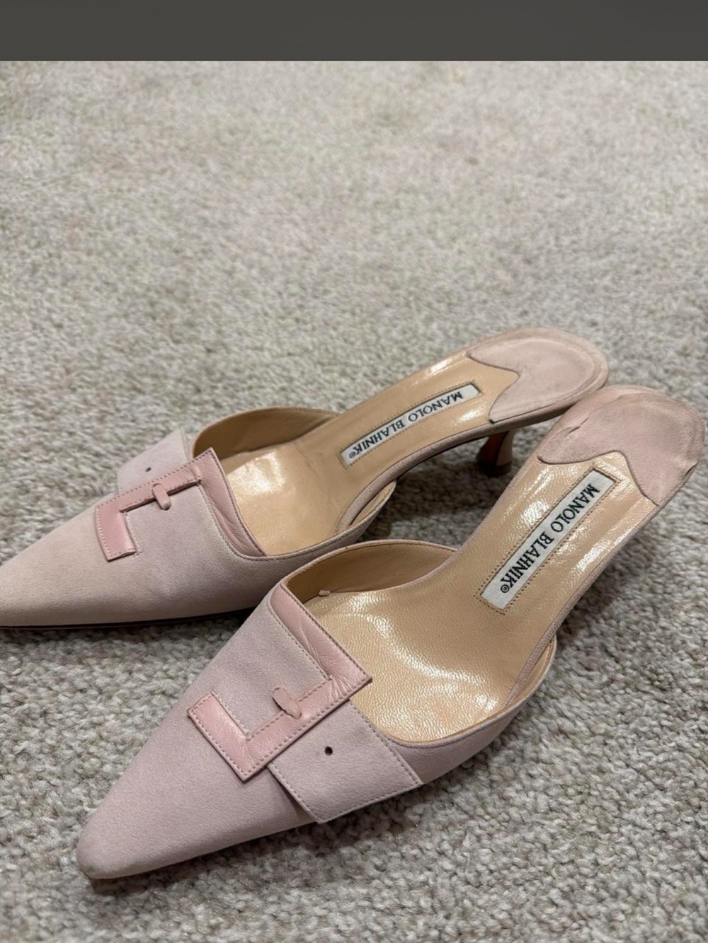 Manolo Blahnik Blush Pink Suede Pointed-Toe Mules